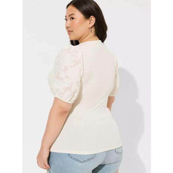 Torrid NEW Super Soft Top Womens 2X Fitted Ribbed V-Neck Novelty Sleeve Surplice - Picture 5 of 10